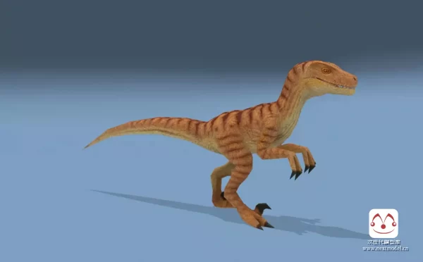 低多边形侏罗纪迅猛龙恐龙角色模型