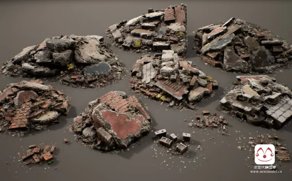 AAA品质瓦砾和建筑碎片模型包