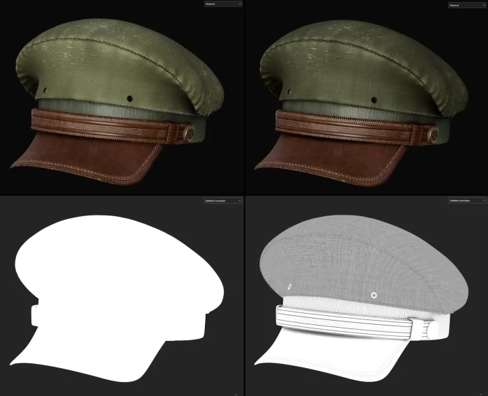 军帽模型从建模到渲染全流程指南次世代模型库