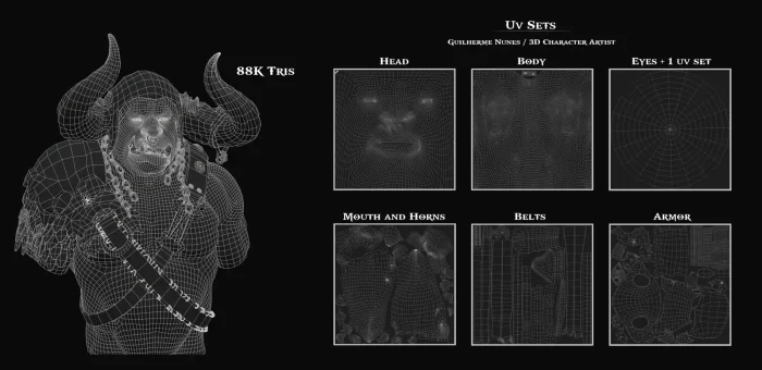 奇幻游戏角色兽人狂战士制作全流程揭秘次世代模型库