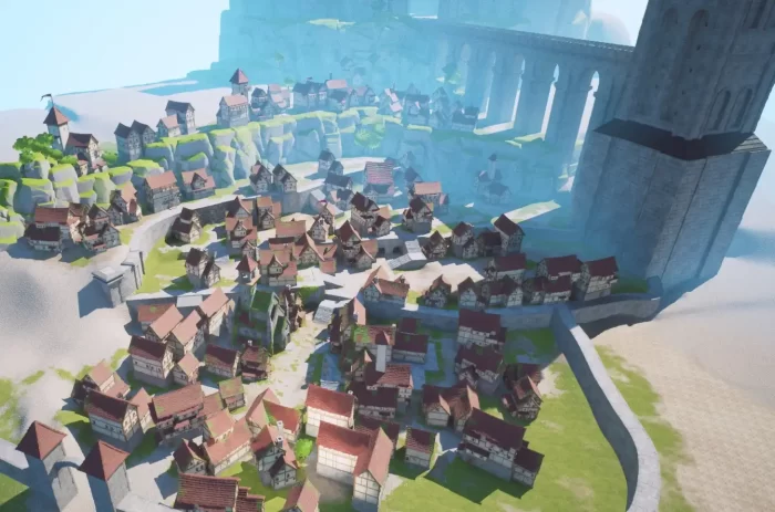在Blender、Substance 3D和Unreal Engine中构建风格化奇幻小镇次世代模型库