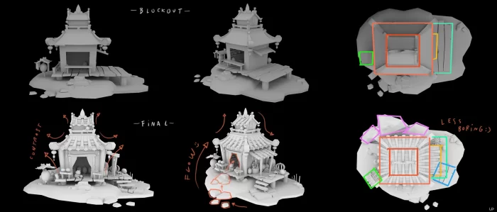 中国风灯笼店风格化微缩场景制作全流程解析次世代模型库