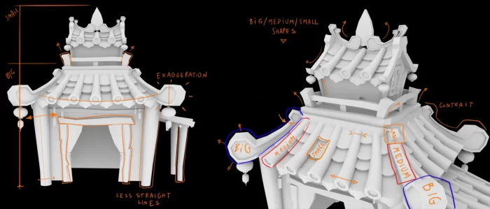 中国风灯笼店风格化微缩场景制作全流程解析次世代模型库