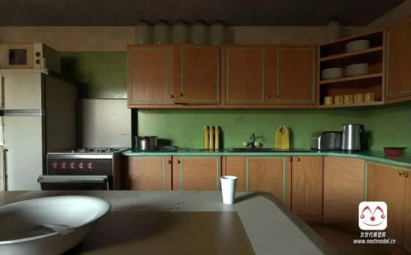 苏联时代厨房室内场景模型