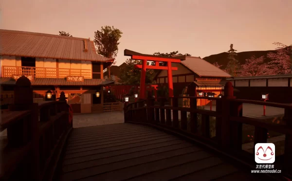 日本传统町屋联排建筑场景环境