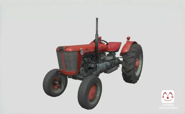 低多边形Massey Ferguson 65 拖拉机模型